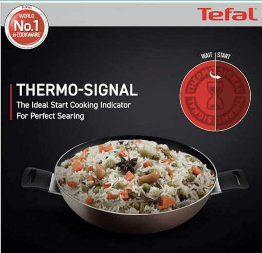 Tefal Day by Day Non Stick Kadai, Smart Thermo Signal Temperature Indicator Technology, Titanium Coating, Black, DDKA-26 - Image 2